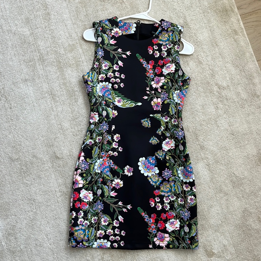 Cinthia Rowley black floral printed mini dress size 4